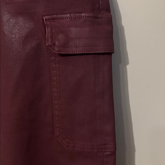 NWT- Hudson Rosie Cargo Wide Leg Faux Leather pants, Coated Bordeaux, size 33 - Picture 6 of 12
